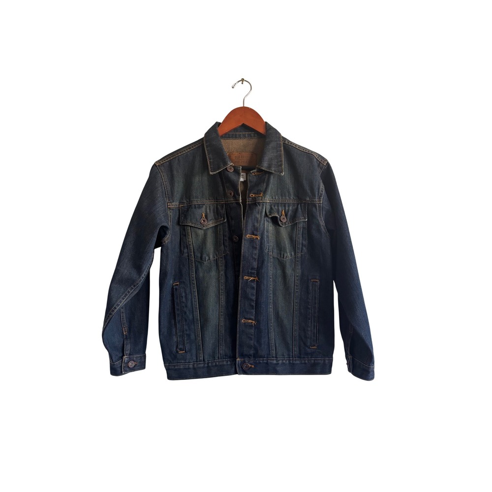 Old Navy Women Denim Jacket Dark Wash Button Front Classic Fit Casual